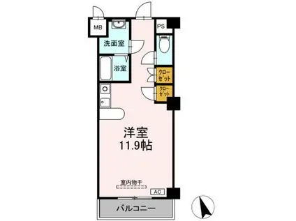 フェリオ甲府上石田(ワンルーム/5階)の間取り写真