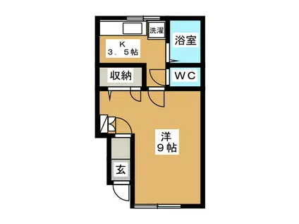 メゾンあすかA(1K/1階)の間取り写真