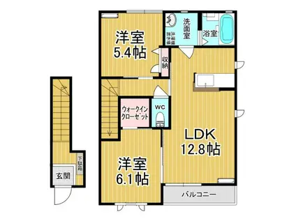 グラフィアスI(2LDK/2階)の間取り写真