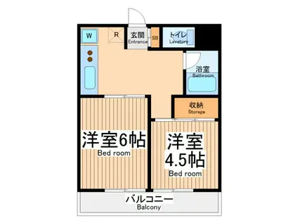 テクノピア立川(2DK/4階)の間取り写真