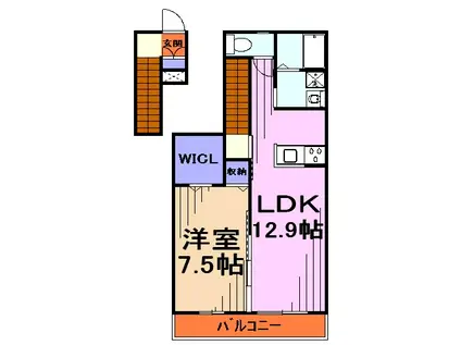 グリーンコーポ網代橋(1LDK/2階)の間取り写真