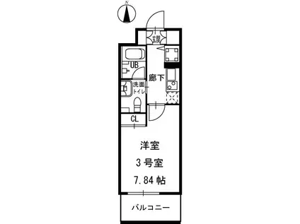 ウィズ丸子通(1K/8階)の間取り写真