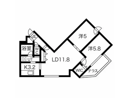 ブランシャール宮の森(2LDK/1階)の間取り写真