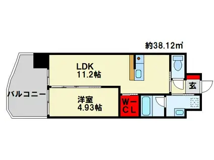 ラフィーネ上葛原(1LDK/4階)の間取り写真