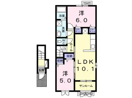 フルット(2LDK/2階)の間取り写真