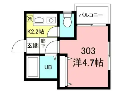 フェイス東三田(1K/3階)の間取り写真