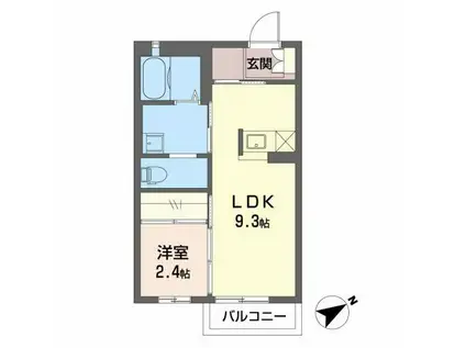 ステュディオN A棟(1LDK/1階)の間取り写真