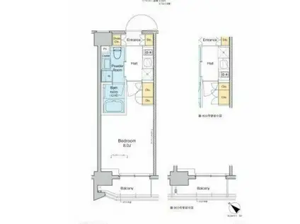 プラウドフラット月島アベニュー(1K/7階)の間取り写真