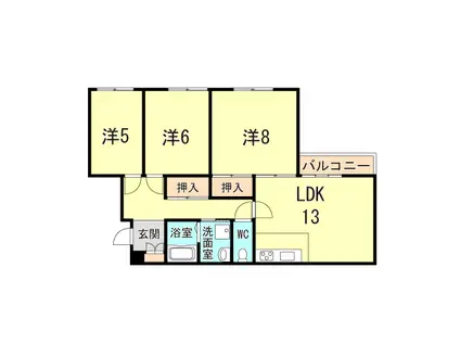 グリーンハイツ妙法寺 B棟(3LDK/3階)の間取り写真