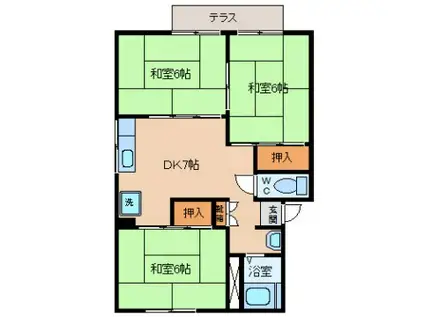 プレジールすずかけ(3DK/1階)の間取り写真