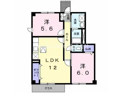 エスポワールエスト田中B(2LDK/1階)の間取り写真