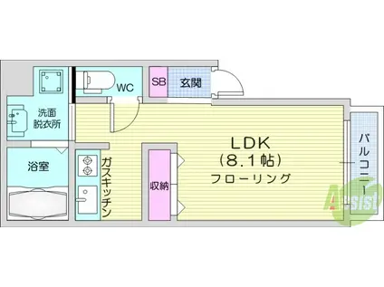 テラス31大手町(1K/1階)の間取り写真