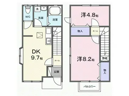 シャンテ北代(2LDK/1階)の間取り写真