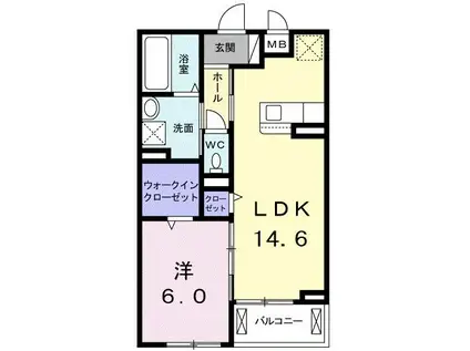 アベニール蕨(1LDK/3階)の間取り写真