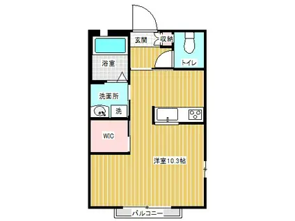 プランドールK・K(ワンルーム/2階)の間取り写真