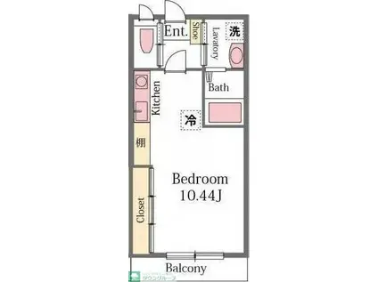 モーゲンロート(ワンルーム/1階)の間取り写真