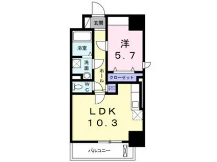 ベルフィオーレ(1LDK/6階)の間取り写真