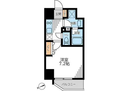 ザ・パーククロス門前仲町(1K/3階)の間取り写真