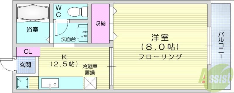山田ハイツC棟(1K/1階)の間取り写真