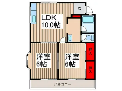 伊刈原コーポ(2LDK/2階)の間取り写真