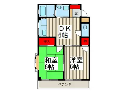 サンハイツ大熊(2DK/3階)の間取り写真