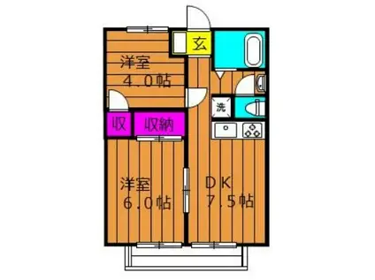 アメニティハイツ II(2DK/1階)の間取り写真