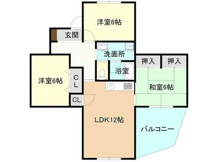 ルンビーニ並木(3LDK/1階)の間取り写真