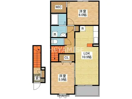 セイバリー ヴィラI(2LDK/2階)の間取り写真