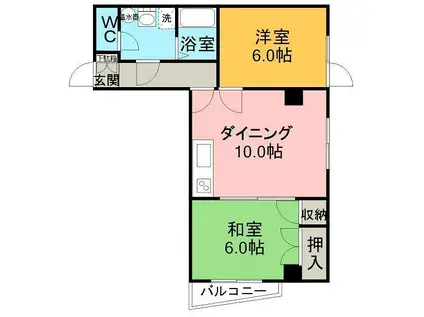 メゾンドリバージュ(2DK/3階)の間取り写真