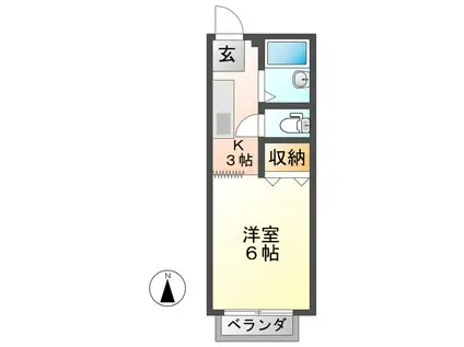 ビューライフ日野(1K/2階)の間取り写真