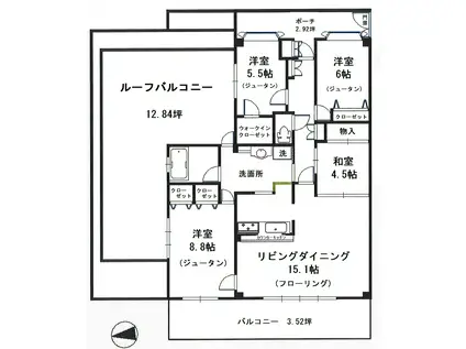 ウィステリアヒルズ八幡(4LDK/8階)の間取り写真