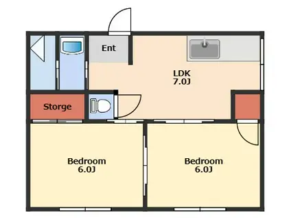 LATTE(2DK/1階)の間取り写真