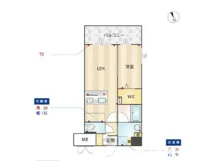 PRADO OHASHI(1LDK/13階)の間取り写真