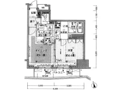 カルムインフォアームズ東京コア(1DK/3階)の間取り写真