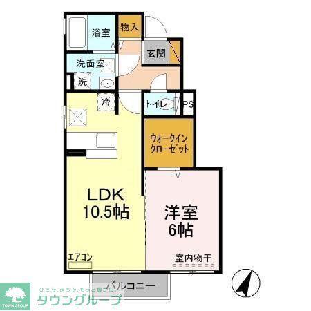 ベルウィルA(1LDK/1階)の間取り写真