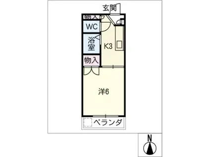 カレッジハウス日野 B棟(1K/2階)の間取り写真