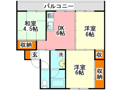 ビレッジハウス庄内 1号(3DK/2階)の間取り写真