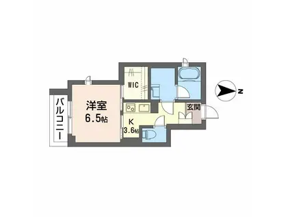 ウエストハイツ(1K/2階)の間取り写真