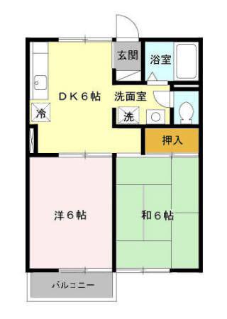 シェリールアタゴIIIII(2DK/2階)の間取り写真