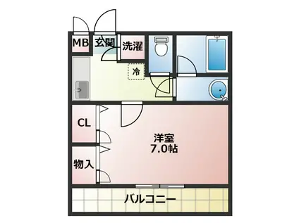 サンルーチェ(1K/1階)の間取り写真