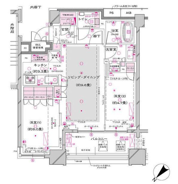 オーパスレジデンス銀座イースト(2LDK/2階)の間取り写真