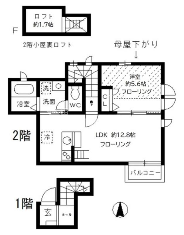 リュエル ラ ビュイ 自由が丘(1LDK/2階)の間取り写真