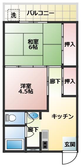 梅ヶ丘ダイケン(2DK/1階)の間取り写真