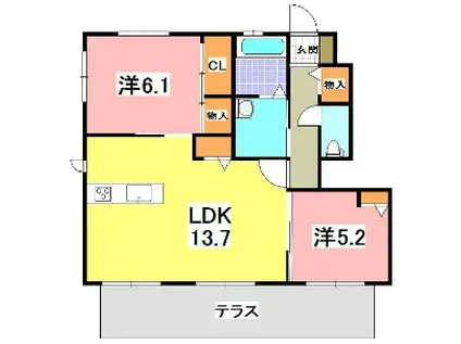 シーサイドビラV(2LDK/1階)の間取り写真