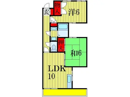 U-POINT中野木(2LDK/3階)の間取り写真