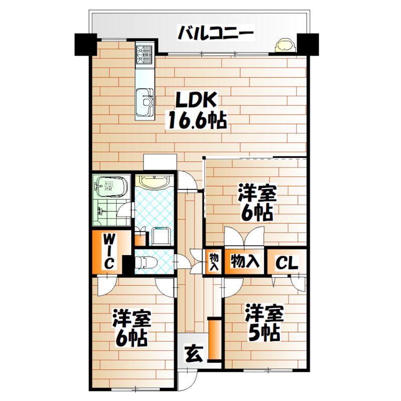 サンパーク中井(3LDK/3階)の間取り写真