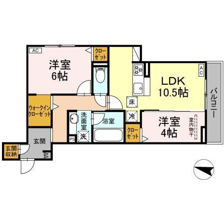 D-ROOM長泉町下土狩IIPJ(2LDK/1階)の間取り写真