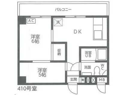 ヘレンハウゼ(2DK/4階)の間取り写真