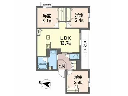 シャーメゾン ル リアン(3LDK/2階)の間取り写真