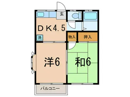 ベルメゾン(2DK/2階)の間取り写真